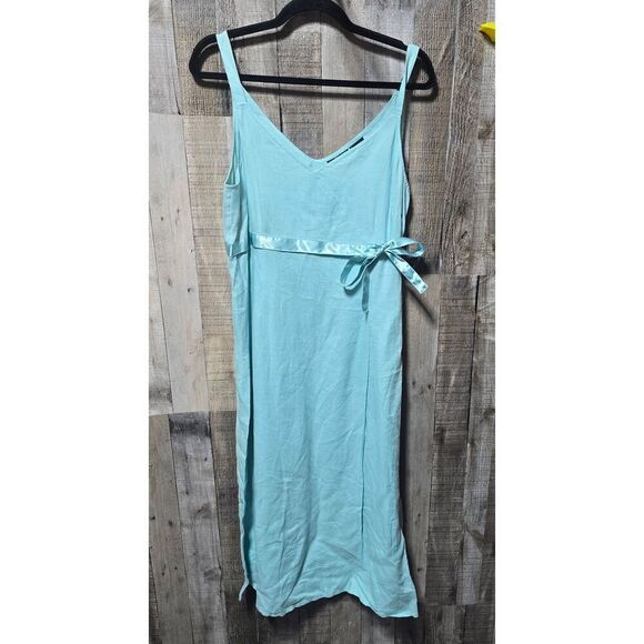 Willi Smith Teal Linen Midi Dress - Picture 1 of 3